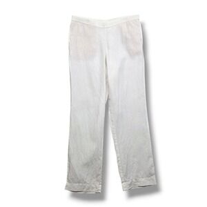 J Jill Love Linen Pants Womens Small Missy White Mid Rise Pockets Pull On STAIN